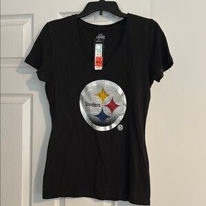 Steelers Women's Black V-Neck Top